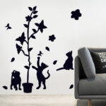 Removable Combination Cartoon Black Cat Decorative Wall Sticker uk - Image 4