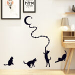 Removable Combination Cartoon Black Cat Decorative Wall Sticker uk