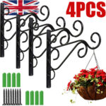4PC Heavy Metal Hanging Basket Brackets Hanger Hook UK