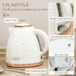 Kettle And Toaster Sets, 3000W 1.7L , Cream White - Image 2