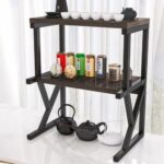Tier Rack Stand Storage Holder Kitchen Corner Shelf Black--2 Layers