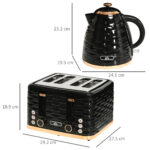 Kettle And Toaster Sets, 3000W 1.7L , Black - Image 2