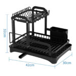 2 Tier Dish Rack Plate Cup Drying Drainer Storage Drip Tray Cutlery Holder UK - Image 2